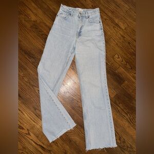 Zara Light Blue Straight Long Leg Jeans